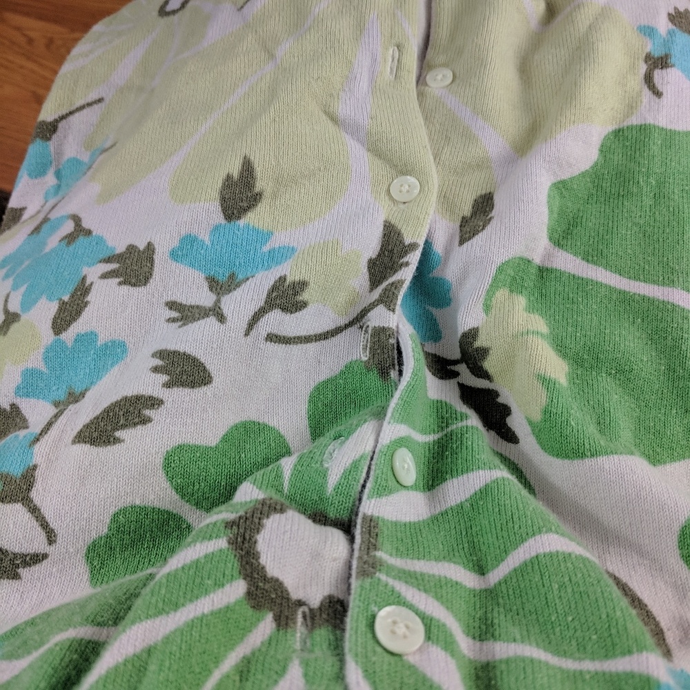 Old Navy Green Blue Floral Cardigan Large - Picture 4 of 5